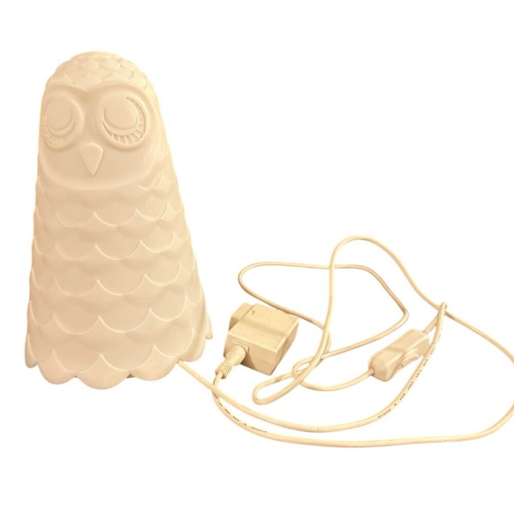 Vintage IKEA Intertek Solbo Owl Lamp Light Electronic Plug-In White Nursery Kids